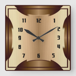 Art Deco Quadratische Wanduhr