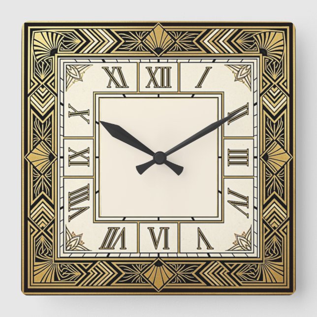 Art Deco Quadratische Wanduhr (Vorderseite)
