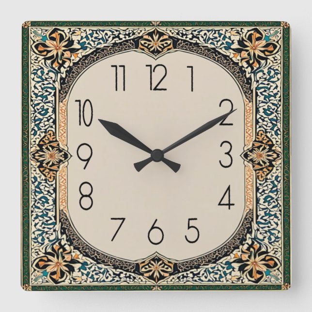 Art Deco Quadratische Wanduhr (Vorderseite)