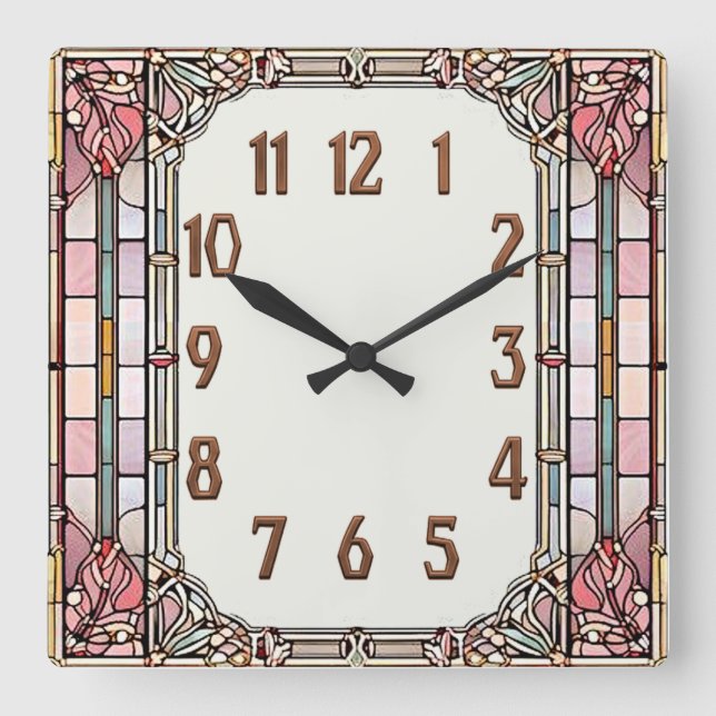 Art Deco Quadratische Wanduhr (Vorderseite)