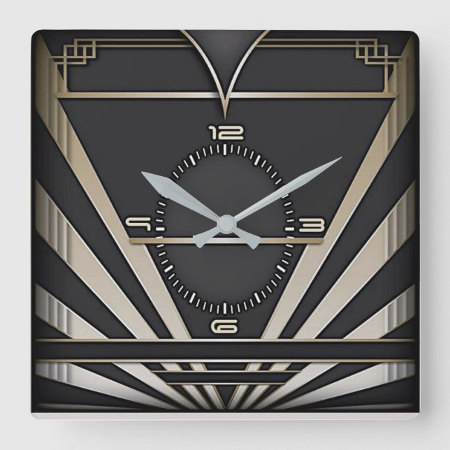 Art Deco Quadratische Wanduhr (Vorderseite)