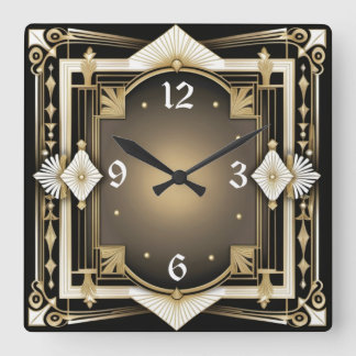 Art Deco Quadratische Wanduhr