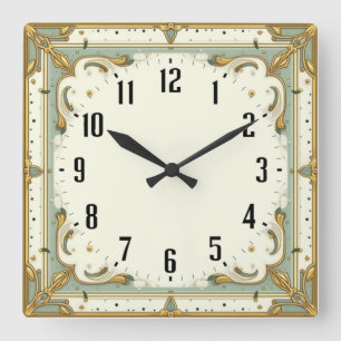 Art Deco Quadratische Wanduhr