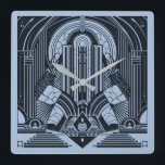 Art Deco Quadratische Wanduhr<br><div class="desc">Sehen Sie in meinem Geschäft nach,  was gemusterter ist.</div>
