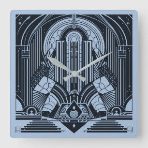 Art Deco Quadratische Wanduhr