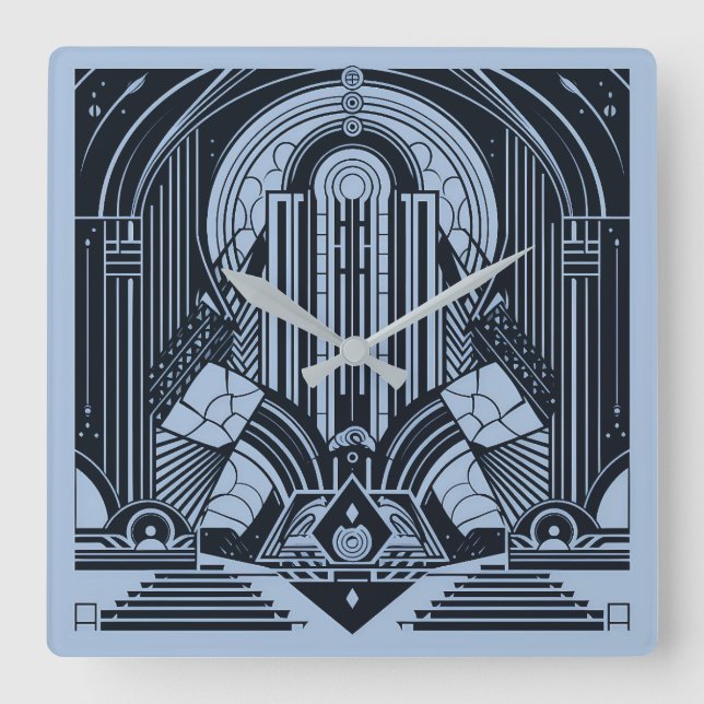 Art Deco Quadratische Wanduhr (Vorderseite)