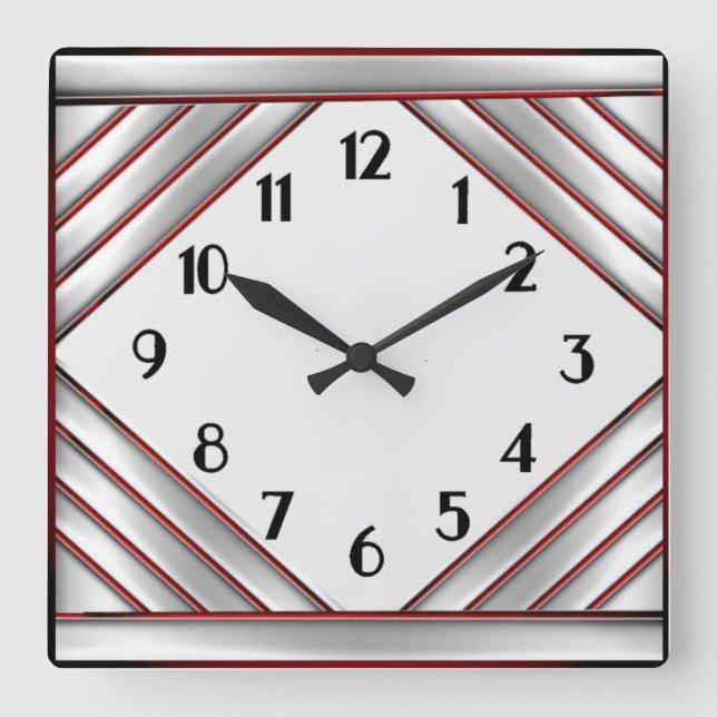 Art Deco Quadratische Wanduhr (Vorderseite)