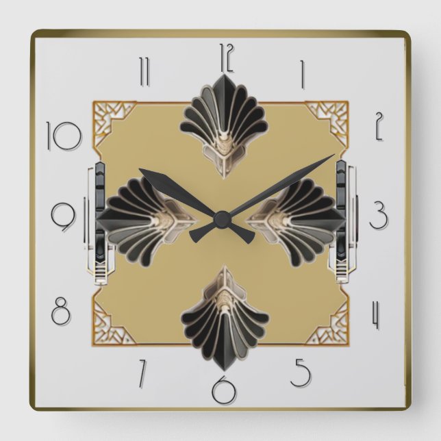 Art Deco Quadratische Wanduhr (Vorderseite)