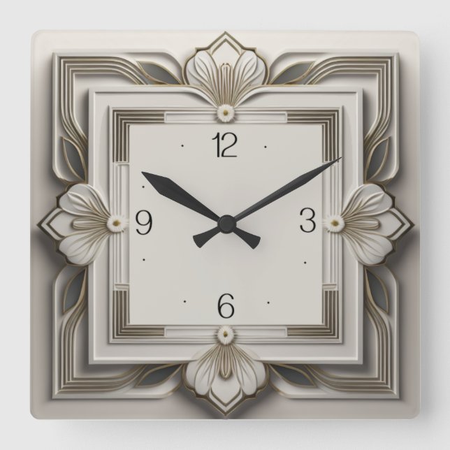 Art Deco Quadratische Wanduhr (Vorderseite)