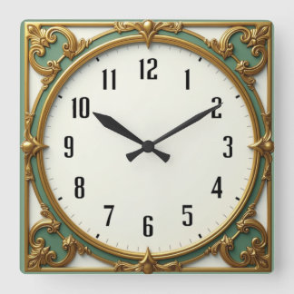 Art Deco Quadratische Wanduhr