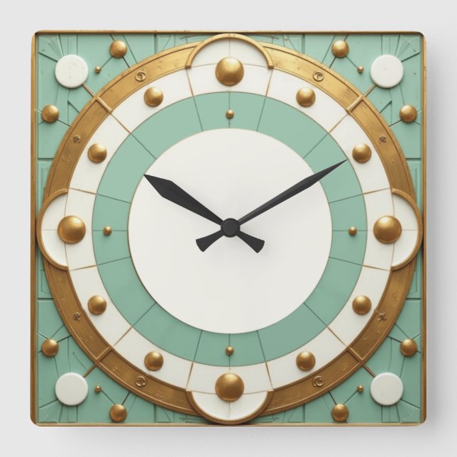 Art Deco Quadratische Wanduhr (Vorderseite)