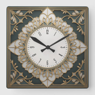 Art Deco Quadratische Wanduhr