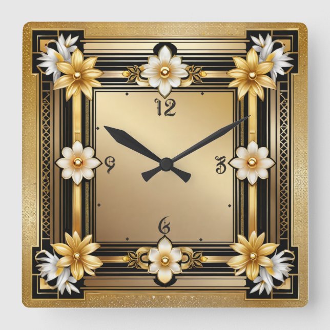 Art Deco Quadratische Wanduhr (Vorderseite)