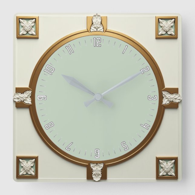 Art Deco Quadratische Wanduhr (Vorderseite)