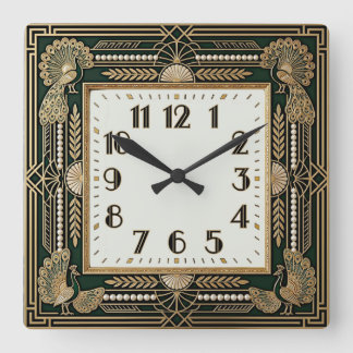 Art Deco Quadratische Wanduhr