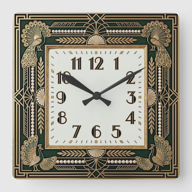 Art Deco Quadratische Wanduhr (Vorderseite)