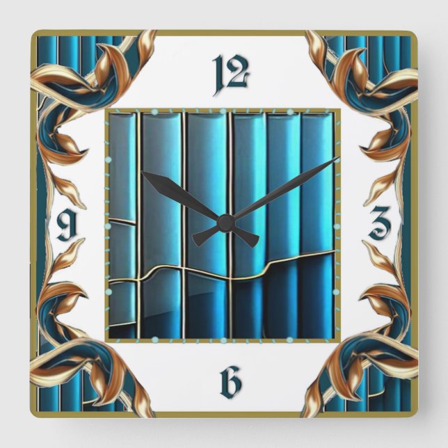 Art Deco Quadratische Wanduhr (Vorderseite)