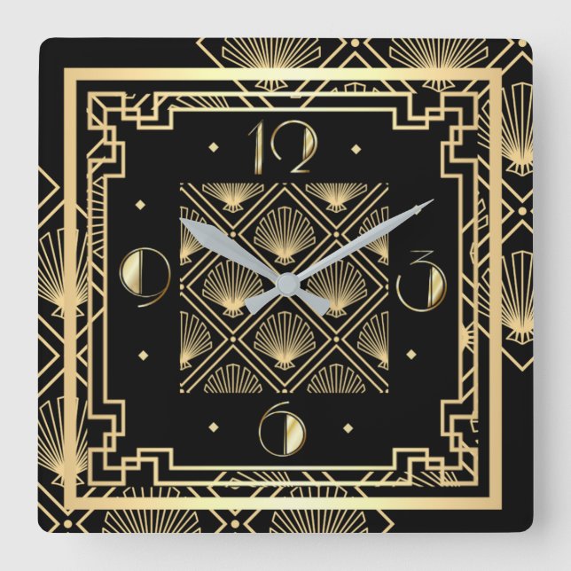 Art Deco Quadratische Wanduhr (Vorderseite)
