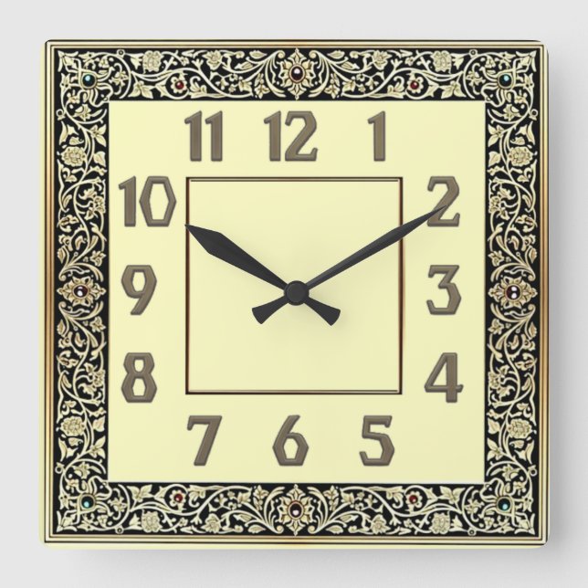 Art Deco Quadratische Wanduhr (Vorderseite)