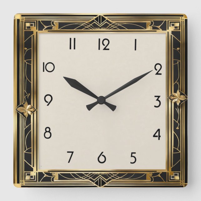 Art Deco Quadratische Wanduhr (Vorderseite)