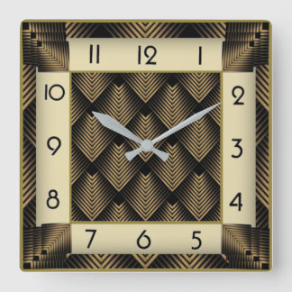 Art Deco Quadratische Wanduhr