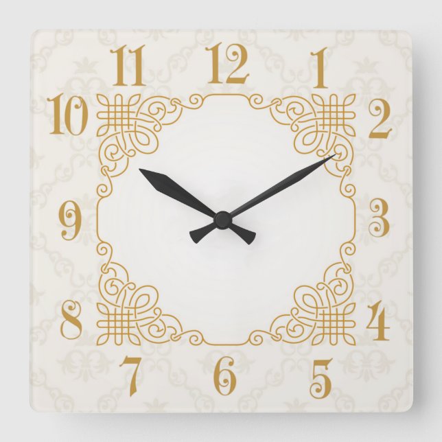 Art Deco Quadratische Wanduhr (Vorderseite)