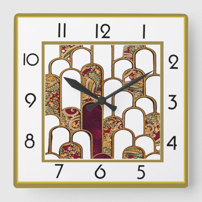 Art Deco Quadratische Wanduhr (Vorderseite)