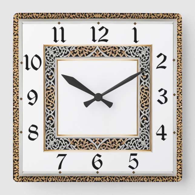 Art Deco Quadratische Wanduhr (Vorderseite)