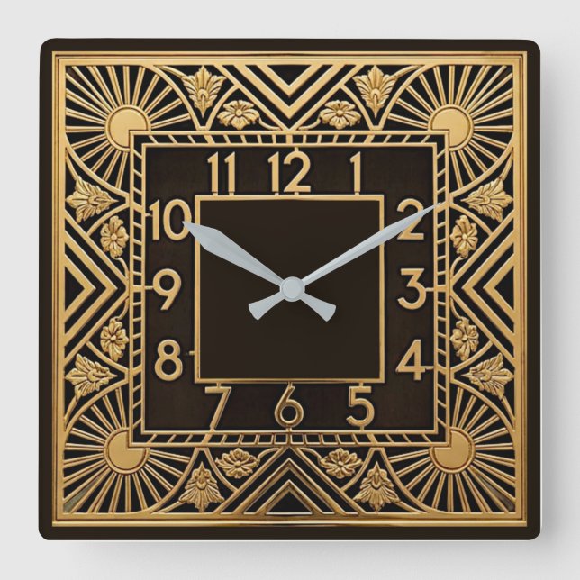 Art Deco Quadratische Wanduhr (Vorderseite)