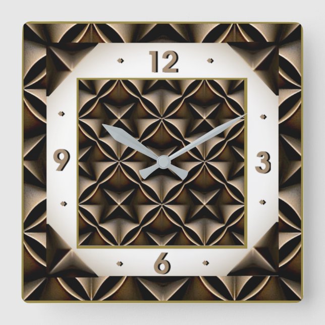 Art Deco  Quadratische Wanduhr (Vorderseite)