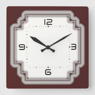 Art Deco Quadratische Wanduhr
