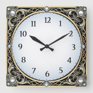Art Deco Quadratische Wanduhr
