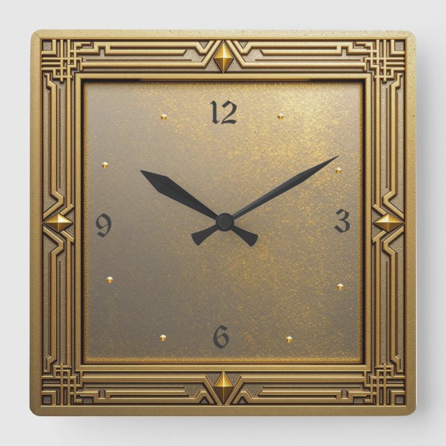 Art Deco Quadratische Wanduhr (Vorderseite)