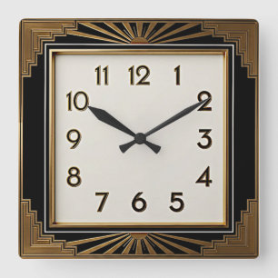 Art Deco Quadratische Wanduhr