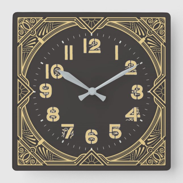 Art Deco Quadratische Wanduhr (Vorderseite)