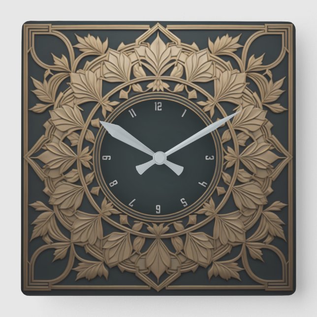 Art Deco Quadratische Wanduhr (Vorderseite)