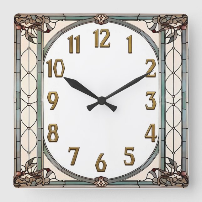 Art Deco Quadratische Wanduhr (Vorderseite)