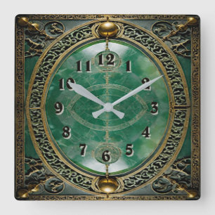 Art Deco Quadratische Wanduhr