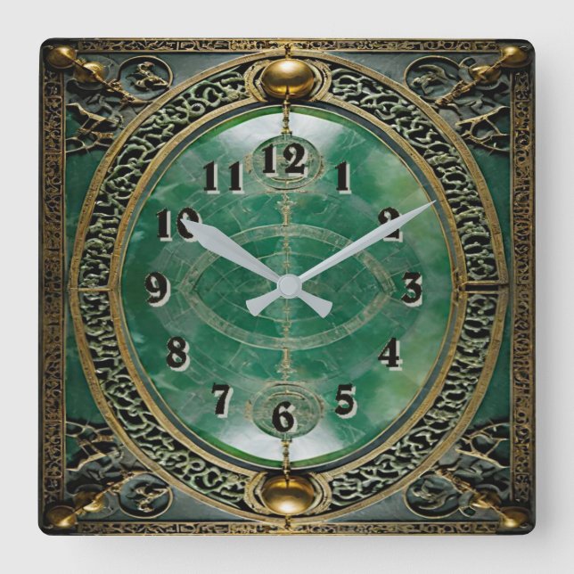 Art Deco Quadratische Wanduhr (Vorderseite)