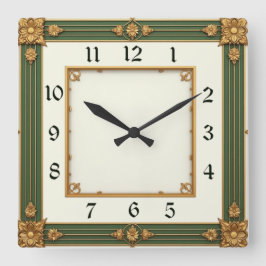 Art Deco Quadratische Wanduhr