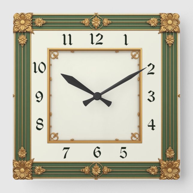 Art Deco Quadratische Wanduhr (Vorderseite)