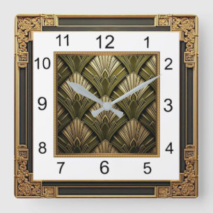 Art Deco Quadratische Wanduhr