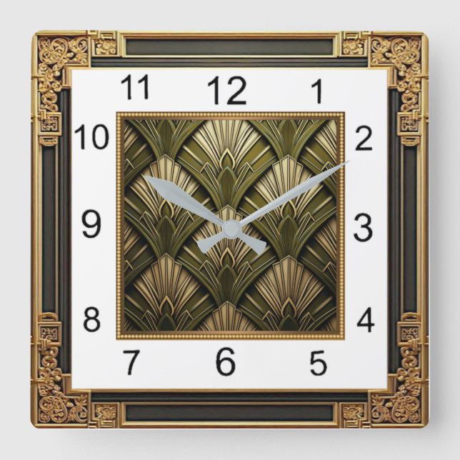 Art Deco Quadratische Wanduhr (Vorderseite)
