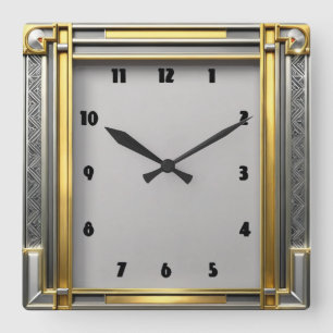 Art Deco Quadratische Wanduhr