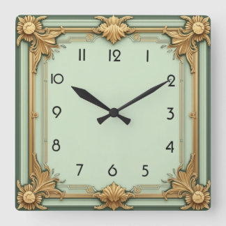 Art Deco Quadratische Wanduhr