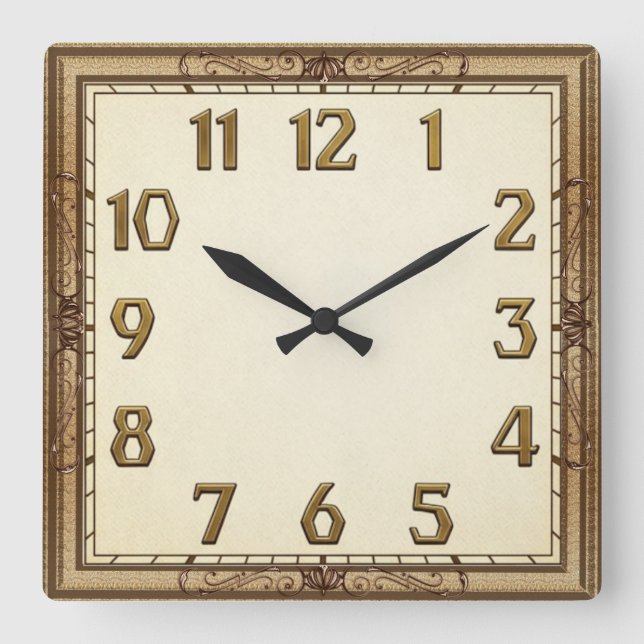 Art Deco Quadratische Wanduhr (Vorderseite)