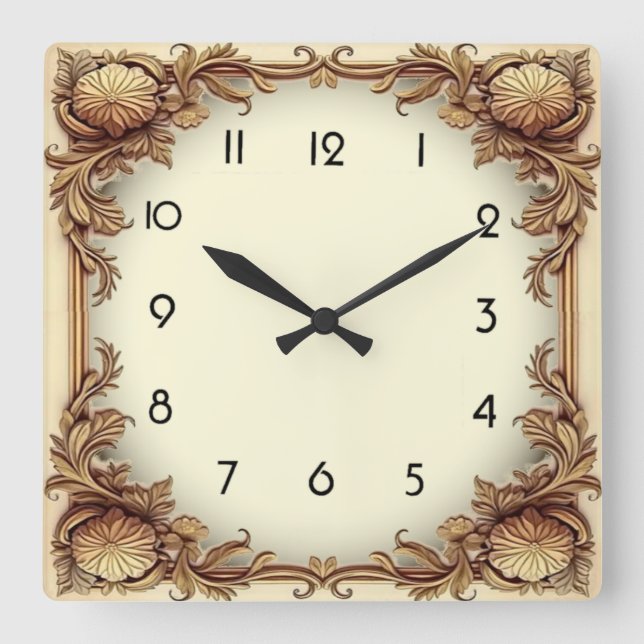 Art Deco Quadratische Wanduhr (Vorderseite)