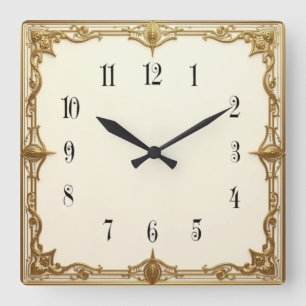 Art Deco Quadratische Wanduhr