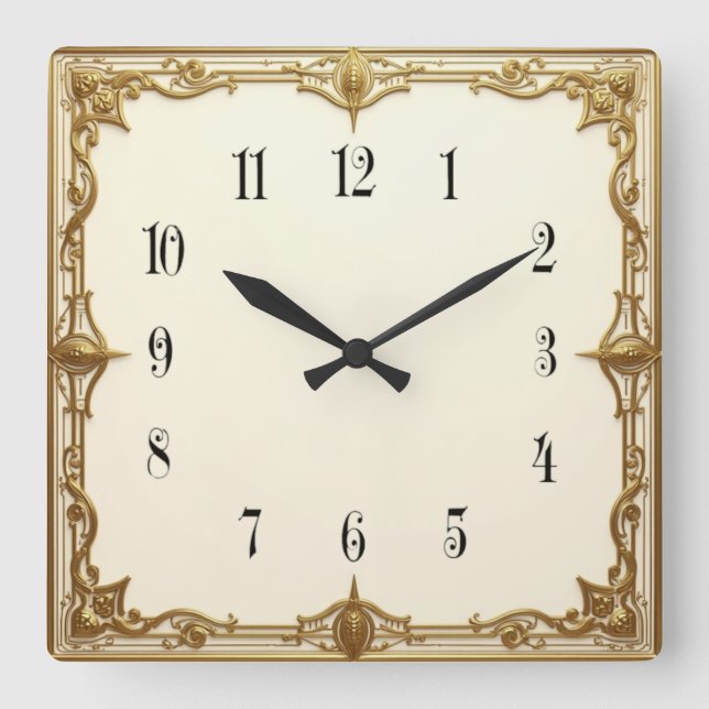 Art Deco Quadratische Wanduhr (Vorderseite)