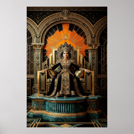Art Deco Queen Throne Gilded Palace Gold Poster